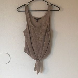 VS Nude Lace Tie Front Tank